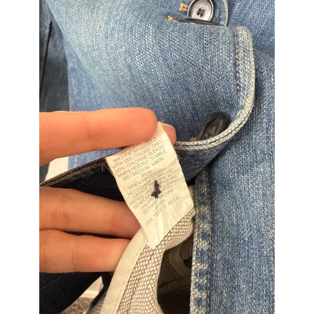Theory Denim Blazer Jacket Blue Wash Tailored Button Front Pockets Size 2 - Picture 7 of 8